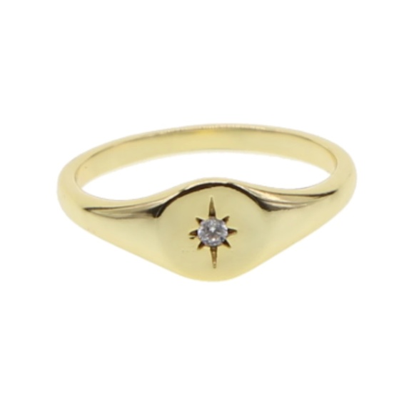Indian Way Co Jewelry - Diamond CZ Gold Signet Dainty Statement Ring